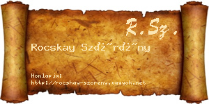 Rocskay Szörény névjegykártya